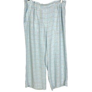 Sharagano Linen Blend Blue Casual Pull On Pants Size M Resort Cruise Lagenlook